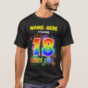 おもしろい花火、レインボールック"18"、18誕生日 Tシャツ