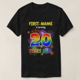 おもしろい花火、レインボールック「20」、20誕生日 Tシャツ