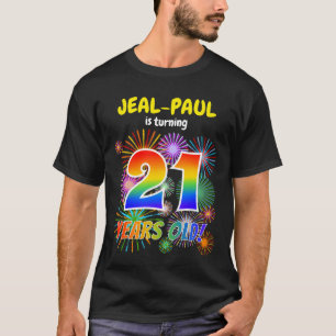おもしろい花火、レインボールック"21"、21歳の誕生日 Tシャツ