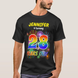 おもしろい花火、レインボールック"28"、28誕生日 Tシャツ