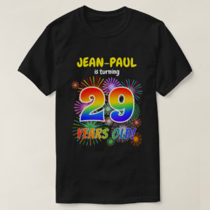 おもしろい花火、レインボールック"29"、29誕生日 Tシャツ