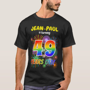 おもしろい花火、レインボールック"49"、49誕生日 Tシャツ
