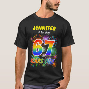 おもしろい花火、レインボールック"67"、67誕生日 Tシャツ