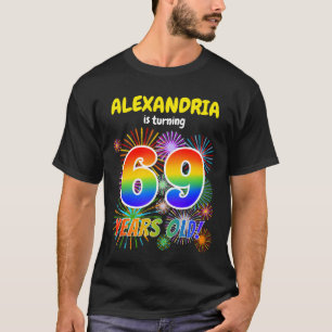 おもしろい花火、レインボールック"69"、69誕生日 Tシャツ