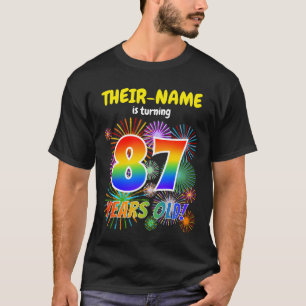 おもしろい花火、レインボールック"87"、87誕生日 Tシャツ