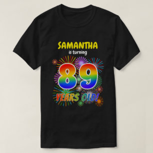 おもしろい花火、レインボールック"89"、89誕生日 Tシャツ