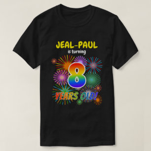 おもしろい花火、レインボールック"8"、8誕生日 Tシャツ