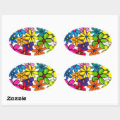 おもしろい花 楕円形シール (シート)