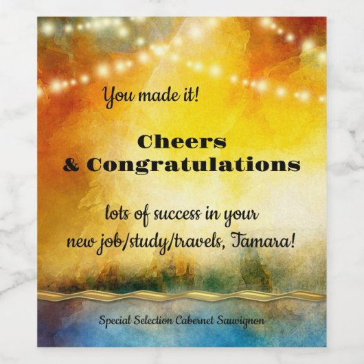 おもしろい芸術的列ライト応援おめでとう ワインラベル (シングルラベル)