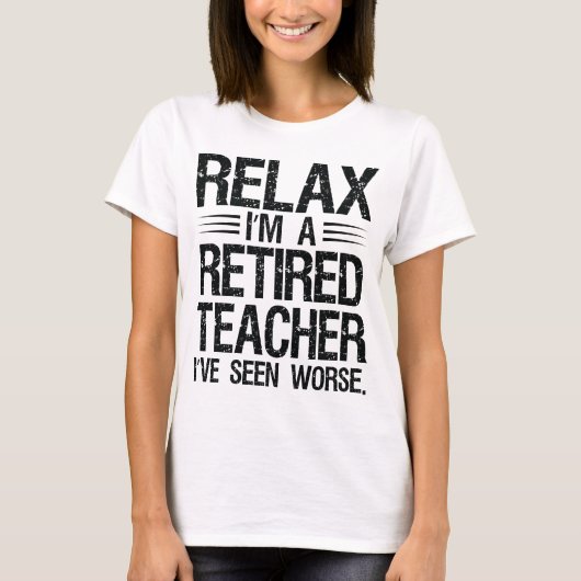 おもしろい英退職した語先生誕生日ホワイト Tシャツ (正面)