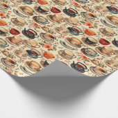 おもしろい茶パーティータイル包装紙 ラッピングペーパー (角)