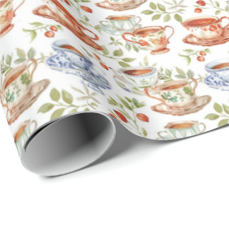 おもしろい茶パーティータイル ラッピングペーパー