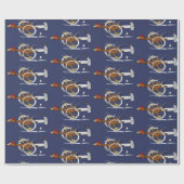 おもしろい茶ランニング鶏の漫画のパターン ラッピングペーパー (フラット)