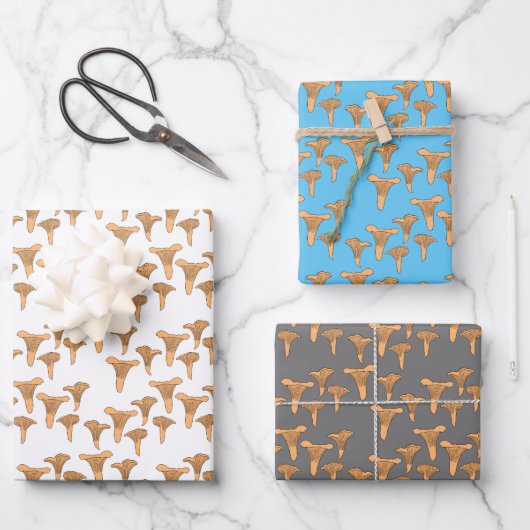 おもしろい菌シャンテレ茸のパターンのギフト ラッピングペーパーシート (正面)