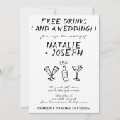 おもしろい落書き手描き書結婚ユニークの 招待状 (正面)