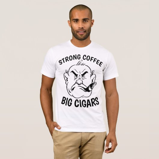 おもしろい葉巻とコーヒーメンズTシャツ Tシャツ (正面フル)