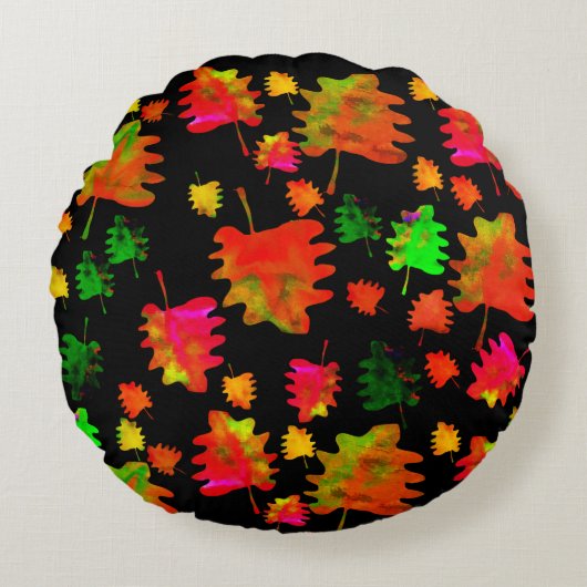 おもしろい葉水色装飾用クッション ラウンドクッション (正面)