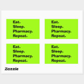 おもしろい薬剤師ギフト食べ「睡眠、薬局…」 長方形シール (シート)