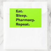 おもしろい薬剤師ギフト食べ「睡眠、薬局…」 長方形シール (バッグ)