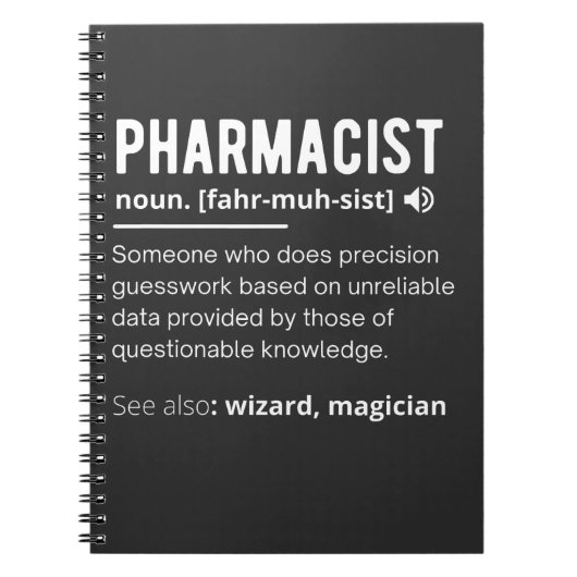 おもしろい薬剤師定義皮肉Tシャツ ノートブック (正面)