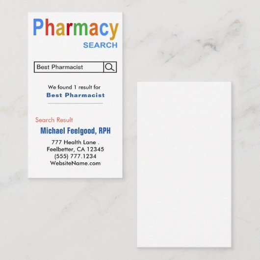 おもしろい薬剤師広告の名刺 名刺 (正面/裏面)