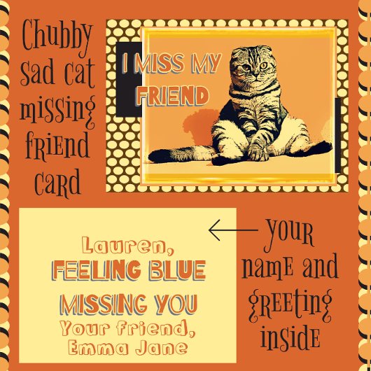 おもしろい虎猫Fat Cat私の友恋しく思人あいさつカード
