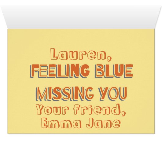 おもしろい虎猫Fat Cat私の友恋しく思人あいさつカード (内部横(下))