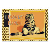 おもしろい虎猫Fat Cat私の友恋しく思人あいさつカード (正面横)