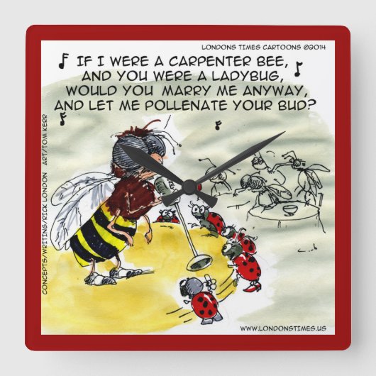 おもしろい虫のナイトクラブ歌手の壁時計 スクエア壁時計 (正面)