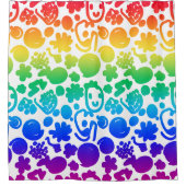 おもしろい虹色らせん状顔白い背景 シャワーカーテン (正面)