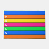 おもしろい蛍光カラーストライプ文字 ドアマット (正面)