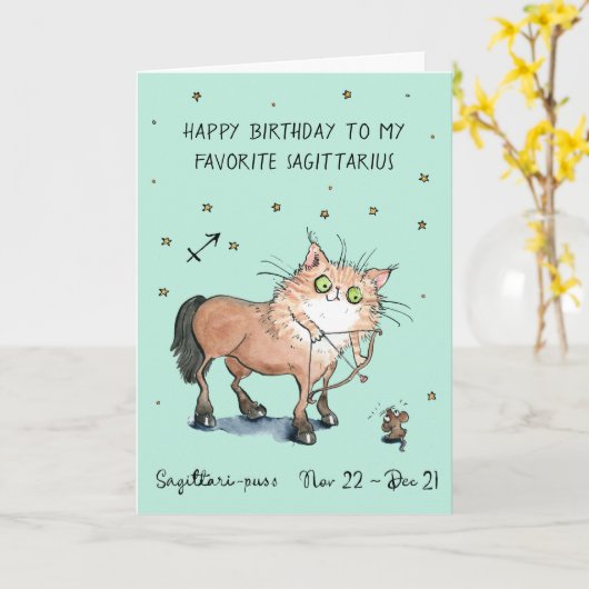 おもしろい蠍座カード〔占星術の〕十二宮図キャットスター標識占星術 カード (黄色い花)