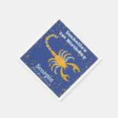 おもしろい蠍座最初の誕生日と金ゴールド紙吹雪 スタンダードカクテルナプキン (角)