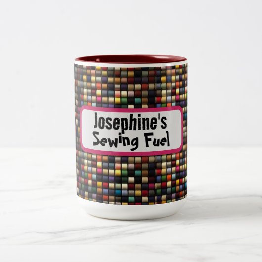 おもしろい裁縫カラフルのスレッド名 ツートーンマグカップ (中央)