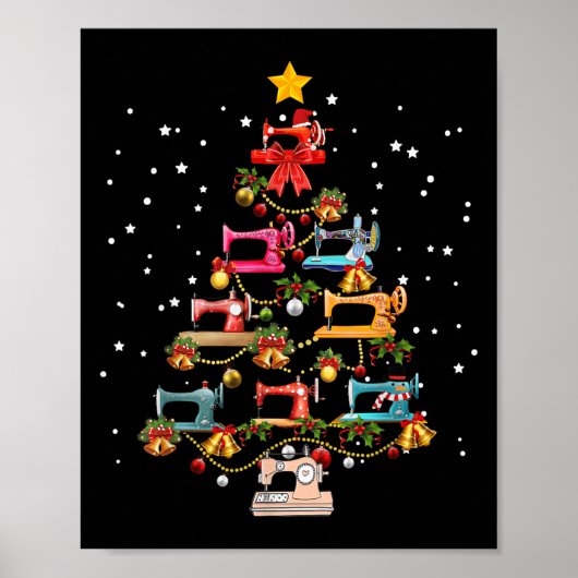 おもしろい裁縫マシンクリスマスツリークリスマスオーナ ポスター (正面)