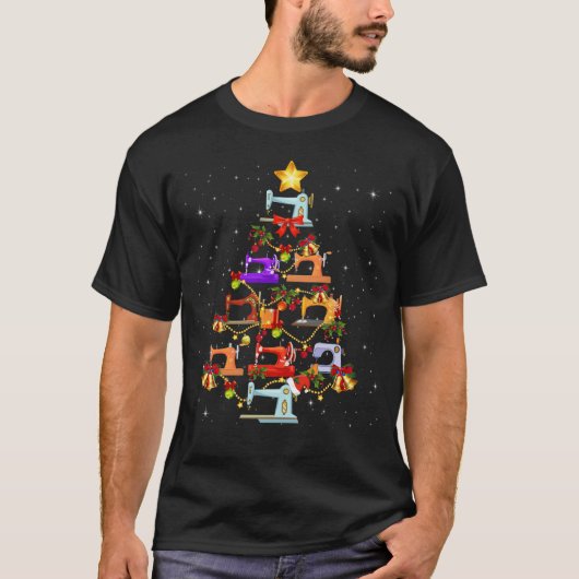 おもしろい裁縫マシンクリスマスツリークリスマスオーナ Tシャツ (正面)