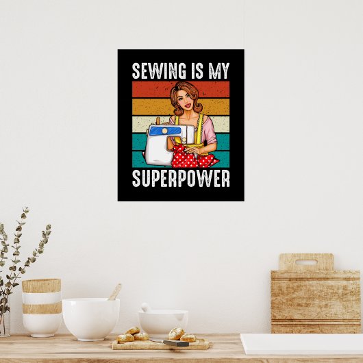 おもしろい裁縫ワードアートポスター ポスター (キッチン)