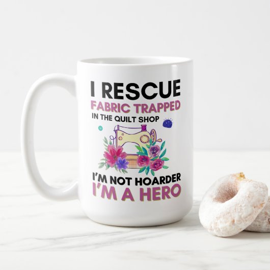 おもしろい裁縫引用文ヴィンテージフローラ裁縫機 コーヒーマグカップ (ドーナツ)