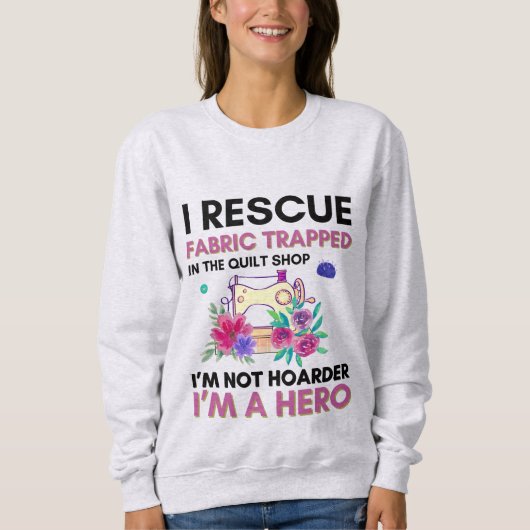 おもしろい裁縫引用文ヴィンテージフローラ裁縫機 スウェットシャツ (正面)