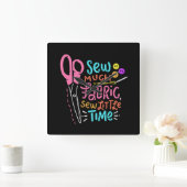 おもしろい裁縫 – 多くのファブリックを縫う スクエア壁時計 (ホーム)