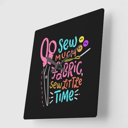 おもしろい裁縫 – 多くのファブリックを縫う スクエア壁時計 (傾斜)