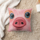 おもしろい装飾用クッションピンクベビーピグ – スマイル クッション (ブランケット)