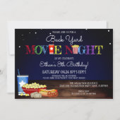 おもしろい裏庭の映画の夜の誕生日パーティー 招待状 (正面)