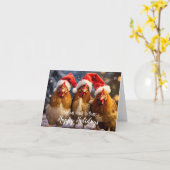 おもしろい裏庭チキンクリスマスハッピーホリデー カード (黄色い花)