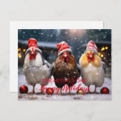 おもしろい裏庭チキンクリスマスハッピーホリデー ポストカード (正面/裏面)