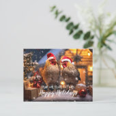 おもしろい裏庭チキンクリスマスハッピーホリデー ポストカード (スタンド正面)