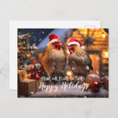 おもしろい裏庭チキンクリスマスハッピーホリデー ポストカード (正面/裏面)