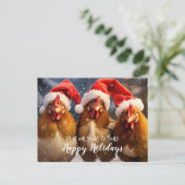 おもしろい裏庭チキンクリスマスハッピーホリデー ポストカード (スタンド正面)