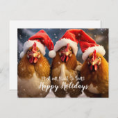 おもしろい裏庭チキンクリスマスハッピーホリデー ポストカード (正面/裏面)