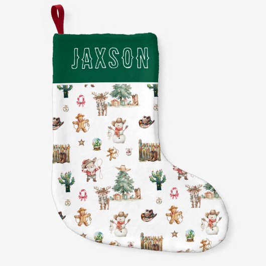 おもしろい西のクリスマスパーソナライズされた スモールクリスマスストッキング (正面)